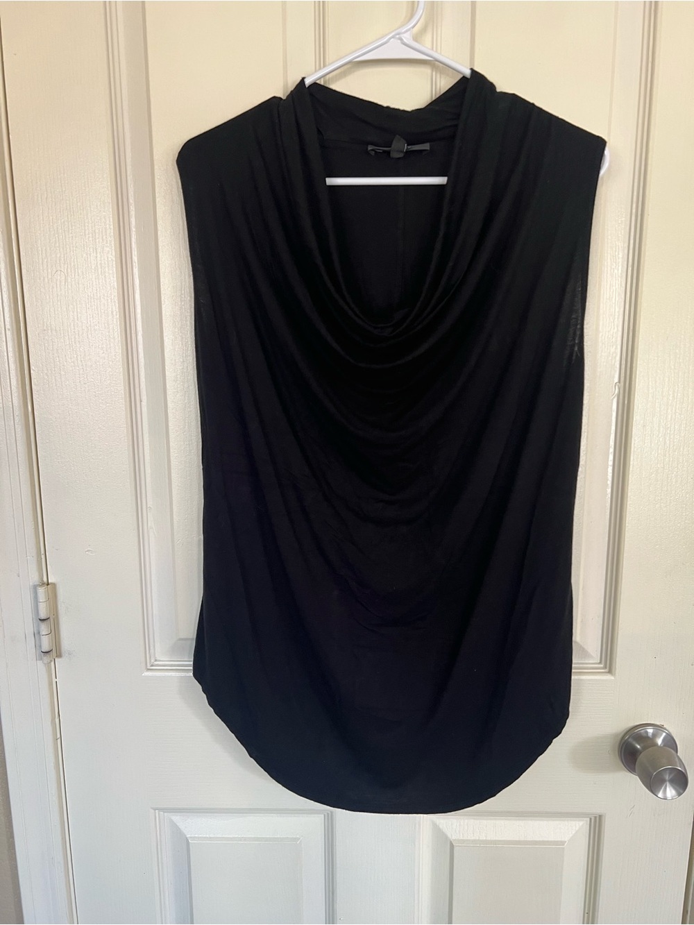 Karen Kane Black Draped Cowl Neck Sleeveless Top Large Made in USA
